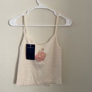 Brandy melville cream Skylar baby donuts lace tank